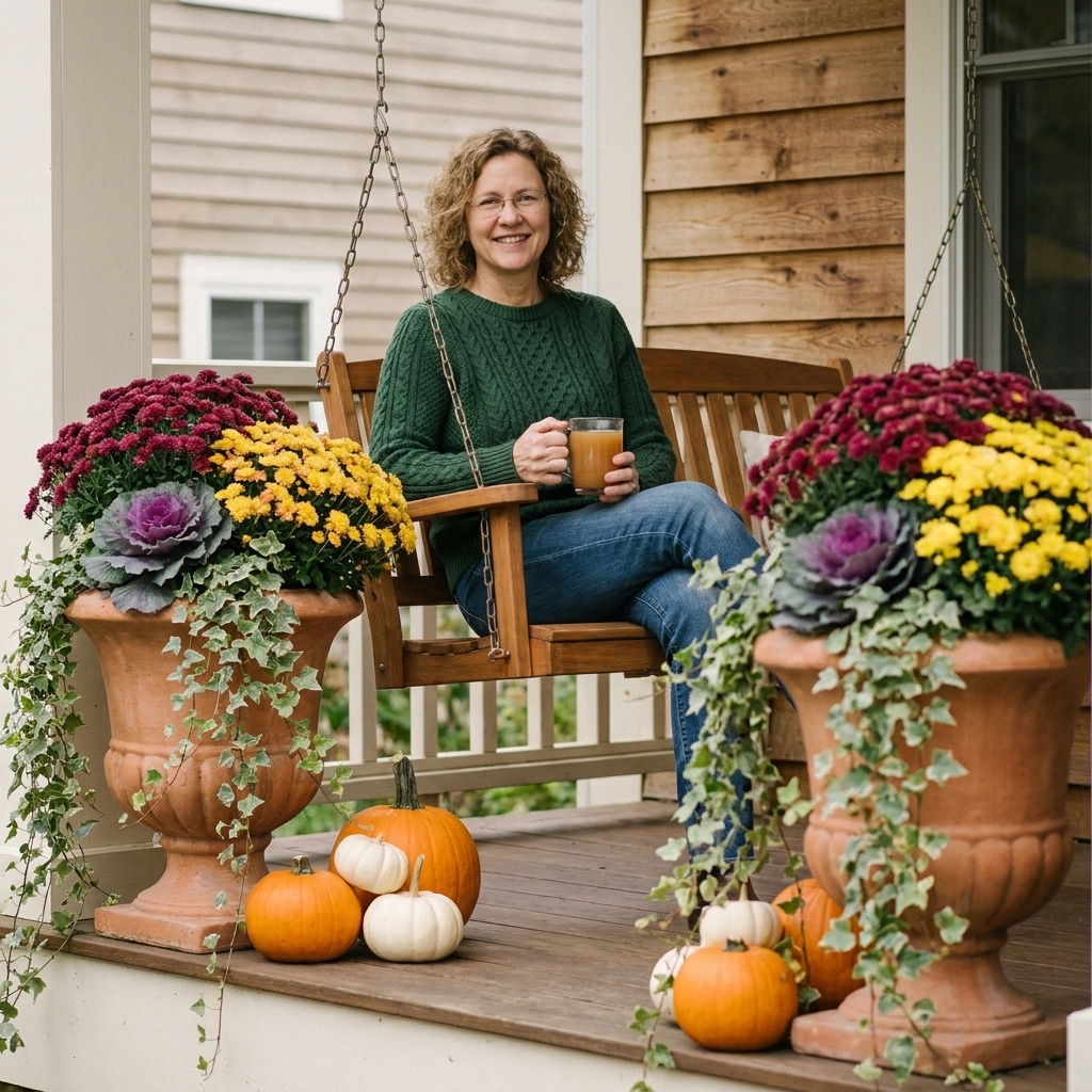 Transition Front Porch Planters from Summer to Fall